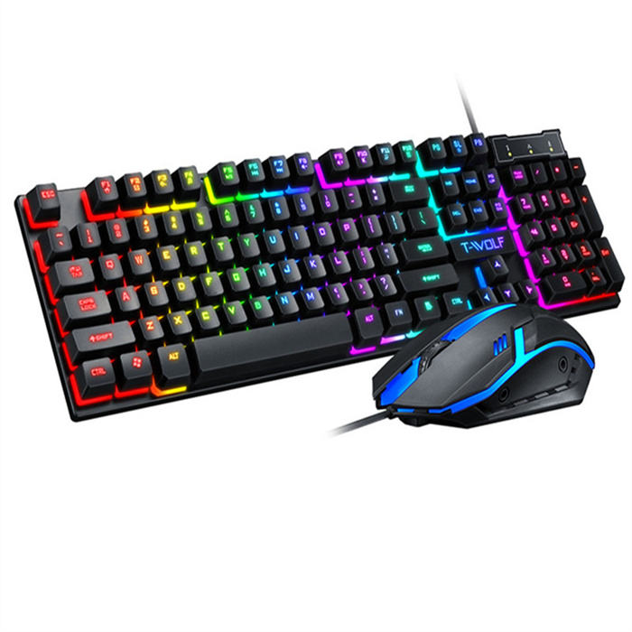 TWOLF TF200 gaming wired keyboard and mouse computer feel backlight for ...
